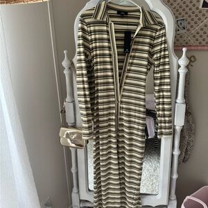 Lulus ribbed olive and green midi dress